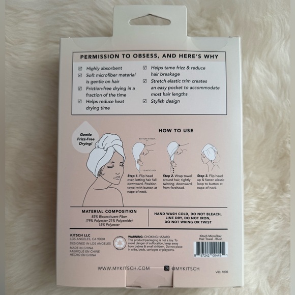 Kitsch Soft Microfiber Hair Towel - Blush - Picture 2 of 2